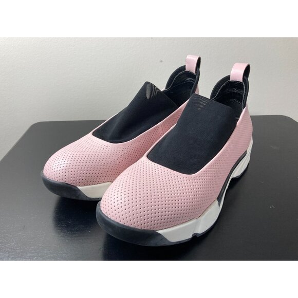 Pinko Pink/Black/White Leather Sneakers 5 - Picture 1 of 6